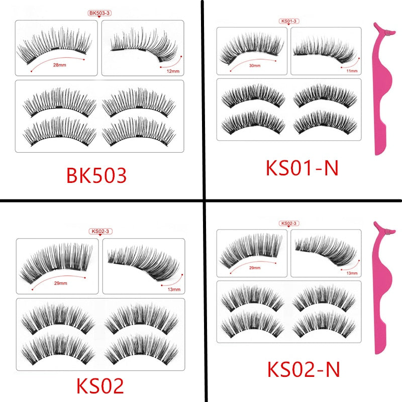 Clin d’œil "faux cils magnétiques naturels avec 3 aimants 3D/6D